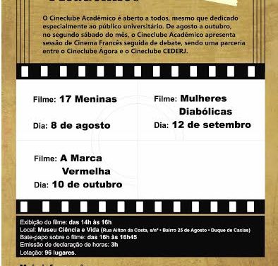 Cineclube CEDERJ / Duque de Caxias –  PROGRAMAÇÃO DO MÊS DE AGOSTO DE 2015