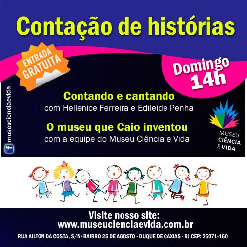 Domingo com contação de histórias no Museu Ciência e Vida!