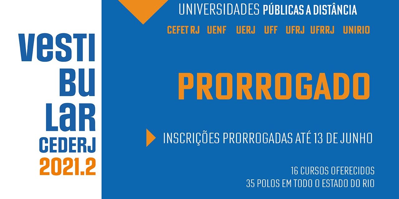 Inscrições para o Vestibular Cederj 2021.2 são prorrogadas até 13 de junho