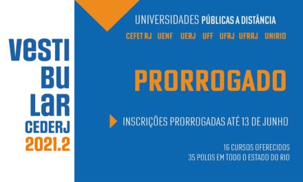 Inscrições para o Vestibular Cederj 2021.2 são prorrogadas até 13 de junho