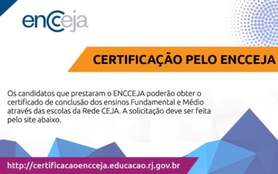 Escolas da Rede CEJA  passam a emitir certificação de candidatos do ENCCEJA