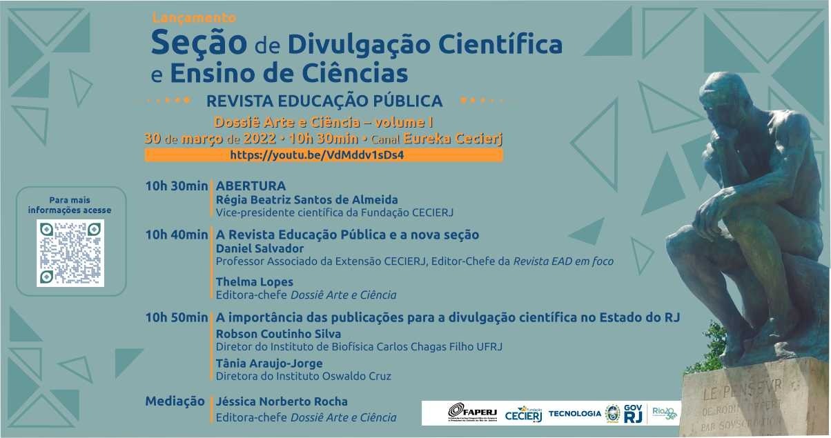 Evento marca o lançamento da nova seção de Divulgação Científica e Ensino de Ciências na Revista Educação Pública