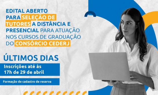 Retificação no edital e últimos dias para inscrição no processo seletivo de tutores a distância e presencial