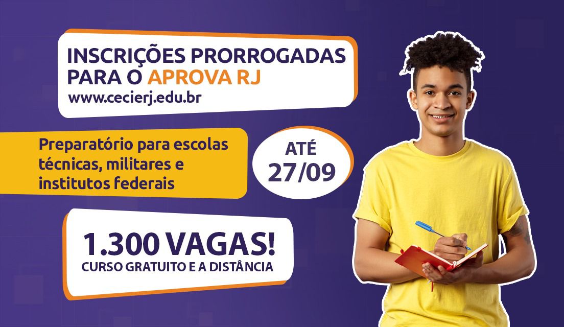 Inscrição do AprovaRJ é prorrogada até 27 de setembro