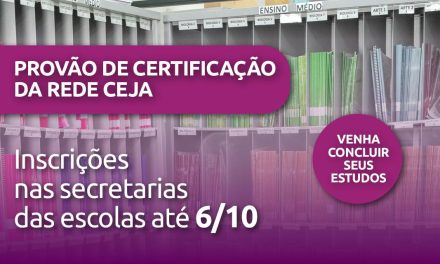 Inscrição para o Provão da Rede CEJA é prorrogada até 06/10