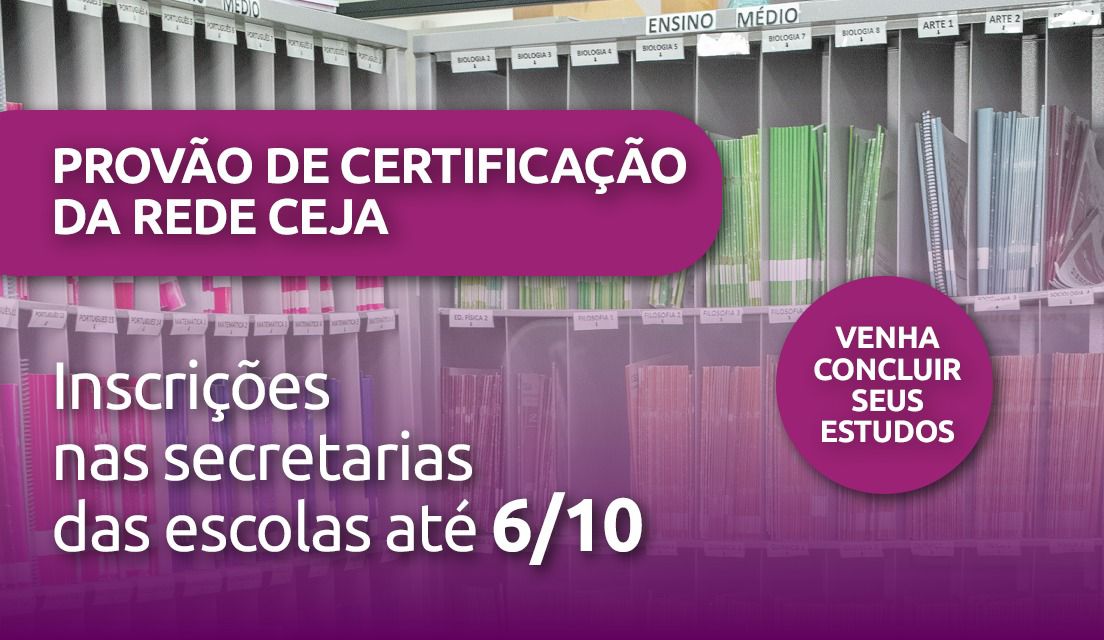 Inscrição para o Provão da Rede CEJA é prorrogada até 06/10