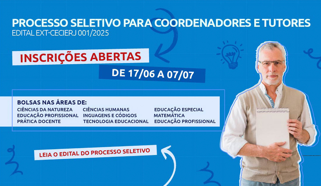 Fundação Cecierj seleciona bolsistas para cadastro de reserva de coordenadores e tutores pedagógicos
