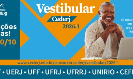 Vestibular Cederj 2026.1 tem inscrições abertas para 7355 vagas em 16 cursos de graduação semipresencial