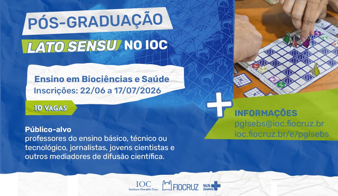 Fundação Cecierj destaca inscrições abertas para especialização em Biociências e Saúde do IOC/Fiocruz